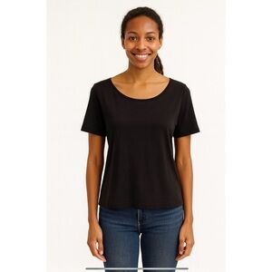 ELLEN TRACY SS TEE SHIRT LG PETITE SILK ELEVATED ESSENTIAL MINIMALIST TIMELESS